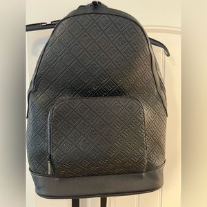 Black True Religion Leather BackPack with the monogram